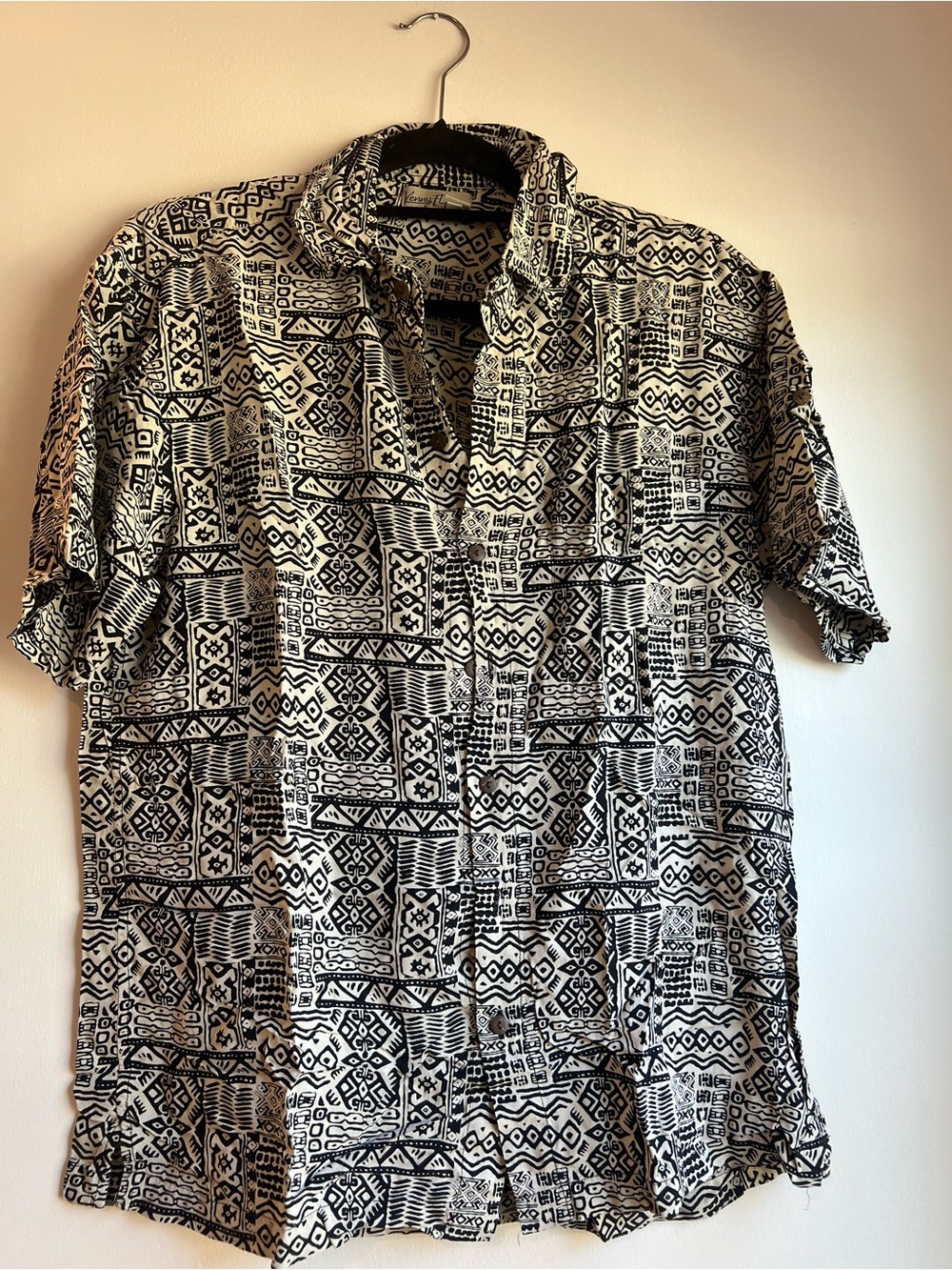 Kenny Flowers Black & White Print Short-Sleeve Button-Down Shirt